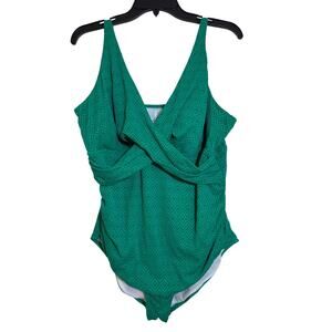 Bal Harbour Evergreen Crossover One Piece Swim Suit Size 20